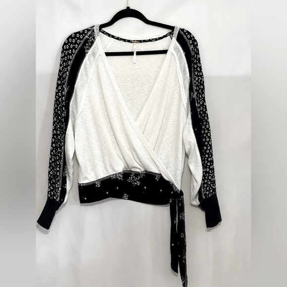 Free People Women'sAuxton Long SleeveThermal Wrap Top Ivory small - Picture 3 of 6